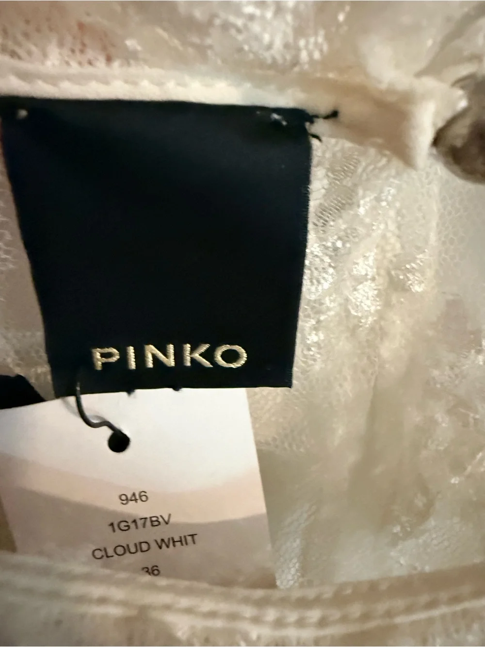 Pinko Cream Sheer Lace Ruffle Crop Blouse